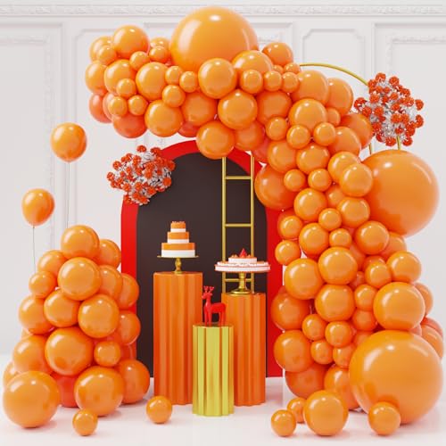 Image of Orange Balloons Arch Kit,130pcs Light Orange Balloons,18 12 10 5 Inch Pastel Orange Latex Balloons Garland for Birthday Graduation Baby Shower Halloween Christmas Wedding Party Decorations
