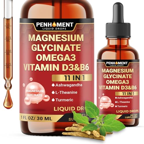 11in1 Magnesium Glycinate Liquid Drop - 2840mg Maximized Absorption Magnesium Complex Supplement to Support Brain - 2 Month Supply
