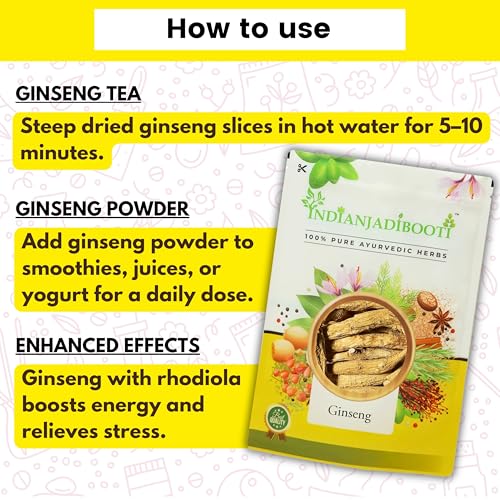 IndianJadiBooti Natural Ginseng Root for Immunity and Energy (10 Grams)