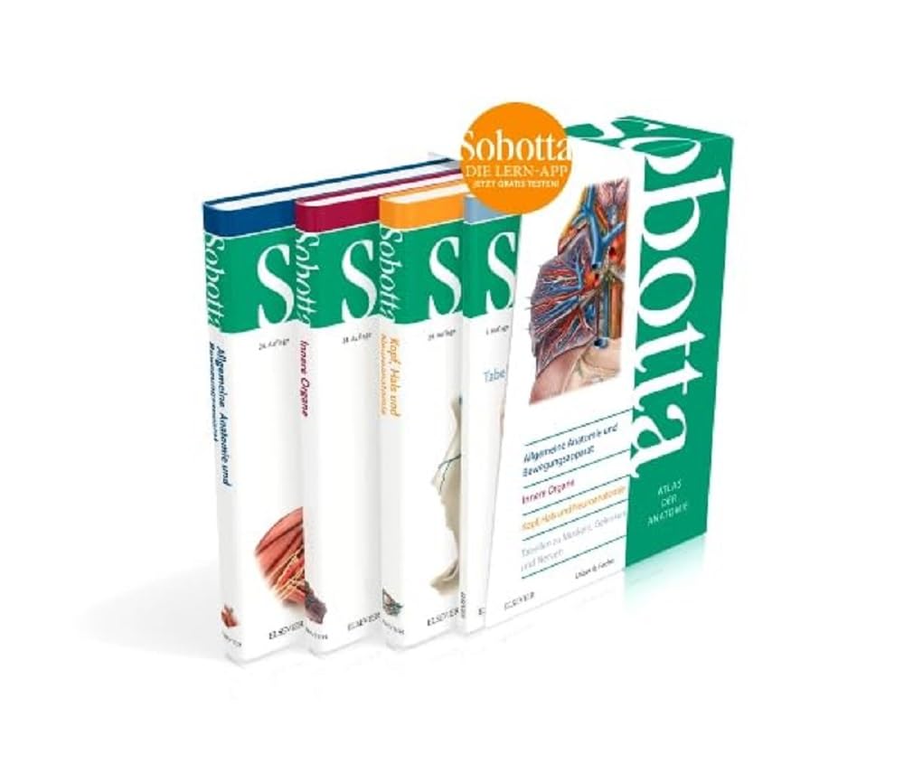 Sobotta, Atlas der Anatomie - 3 Bände und Tabellenheft im Schuber: Allgemeine Anatomie, Bewegungsapparat, Innere Organe, Kopf, Hals und Neuroanatomie, ... - Lehrbuch - Urban & Fischer-Verlag)