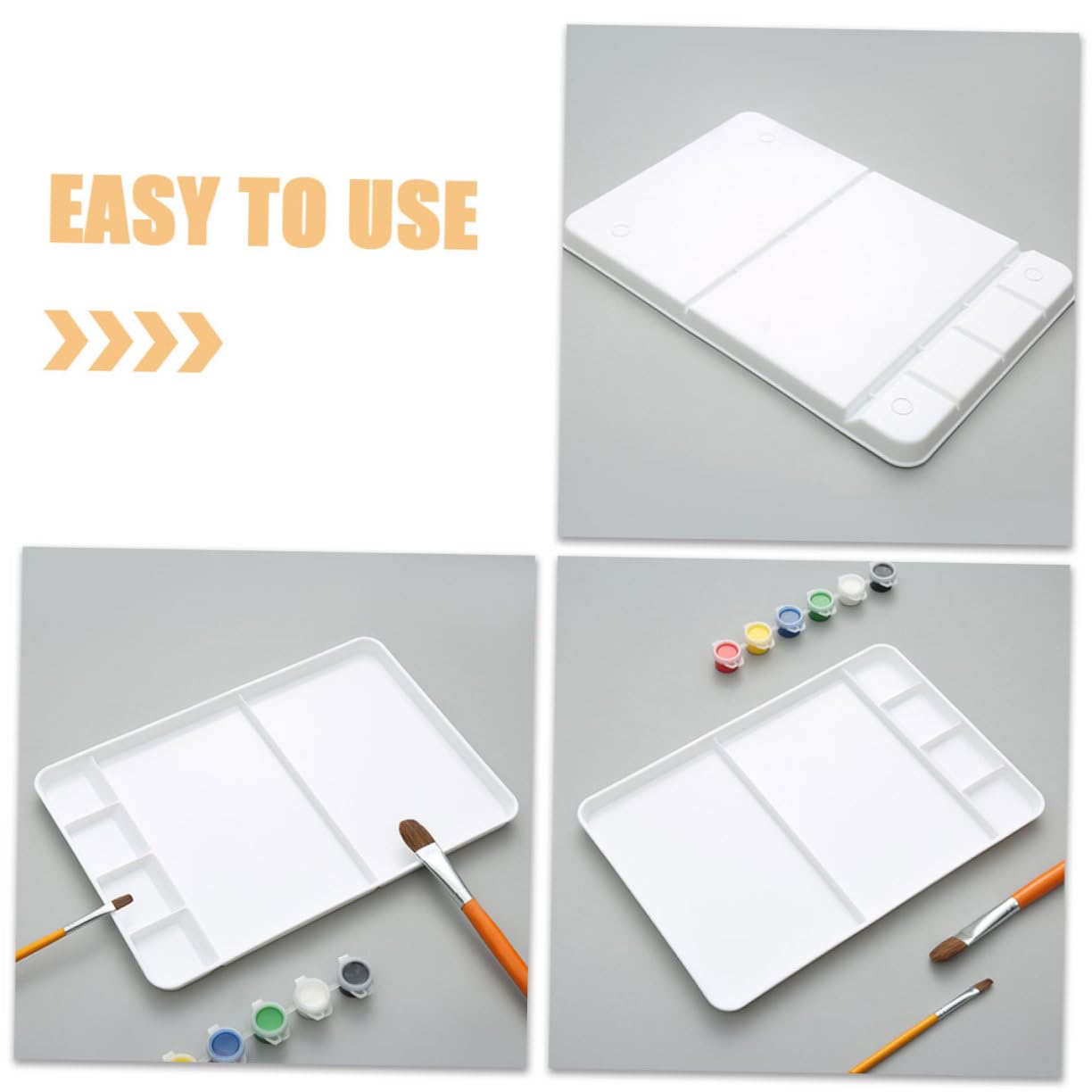 Palette Plastique Multi-Fonction Compartiments pour Peinture Aquarelle et Pastel Plateau Léger et Compact pour Artistes et Bricolage
