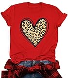 LAZYCHILD Valentines Shirts for Women: Cute Love Heart Shirt Valentine T Shirt Red Short Sleeve Casual Hearts Tops