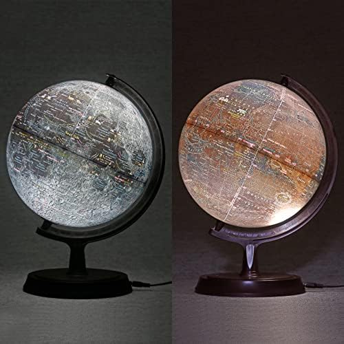Mapsoft Explorer Illuminated Moon/Mars 2 Globe Set, 24cm/9.5", 2MRI-24, Moon globe, Mars Globe, Moon Lamp, Mars Lamp, Moon Light
