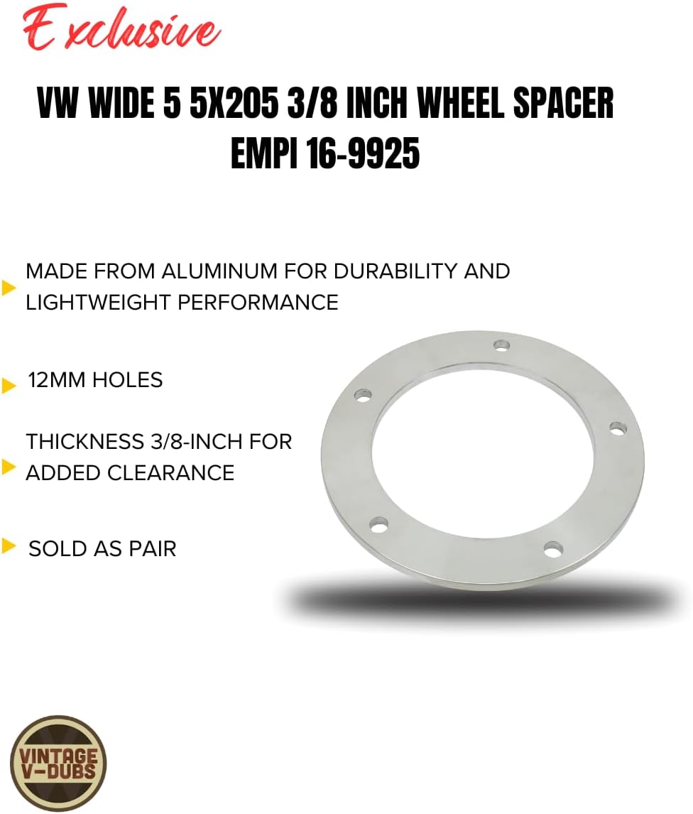 VW Wide 5 5X205 3/8 Inch Wheel Spacer EMPI 16-9925