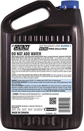Image of Recochem OEM European Vehicles Premium Antifreeze 50 /50 Extended Life Coolant - Euro I Blue 1 Gallon, 1 Pack