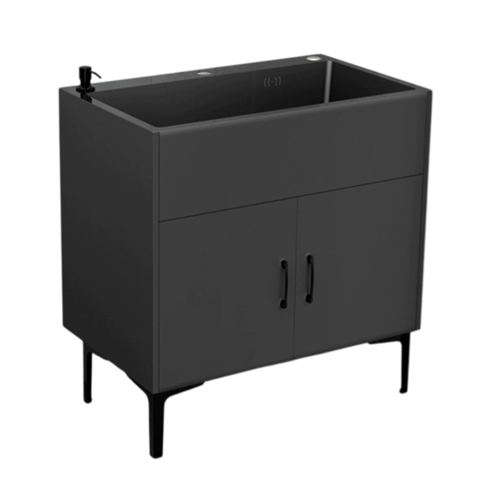 WBJGUOD Stainless Steel Utility Sink, Modern Freestanding Rectangular Laundry Room Sink with Cabinet Kitchen Without Faucet for kitchen, Restaurant, Backyard,