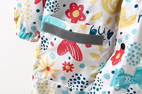 Kids Boys Girls Raincoat Rainwear with Hood Windproof Rainproof Outwear Reflective Strips Lightweight Rain4