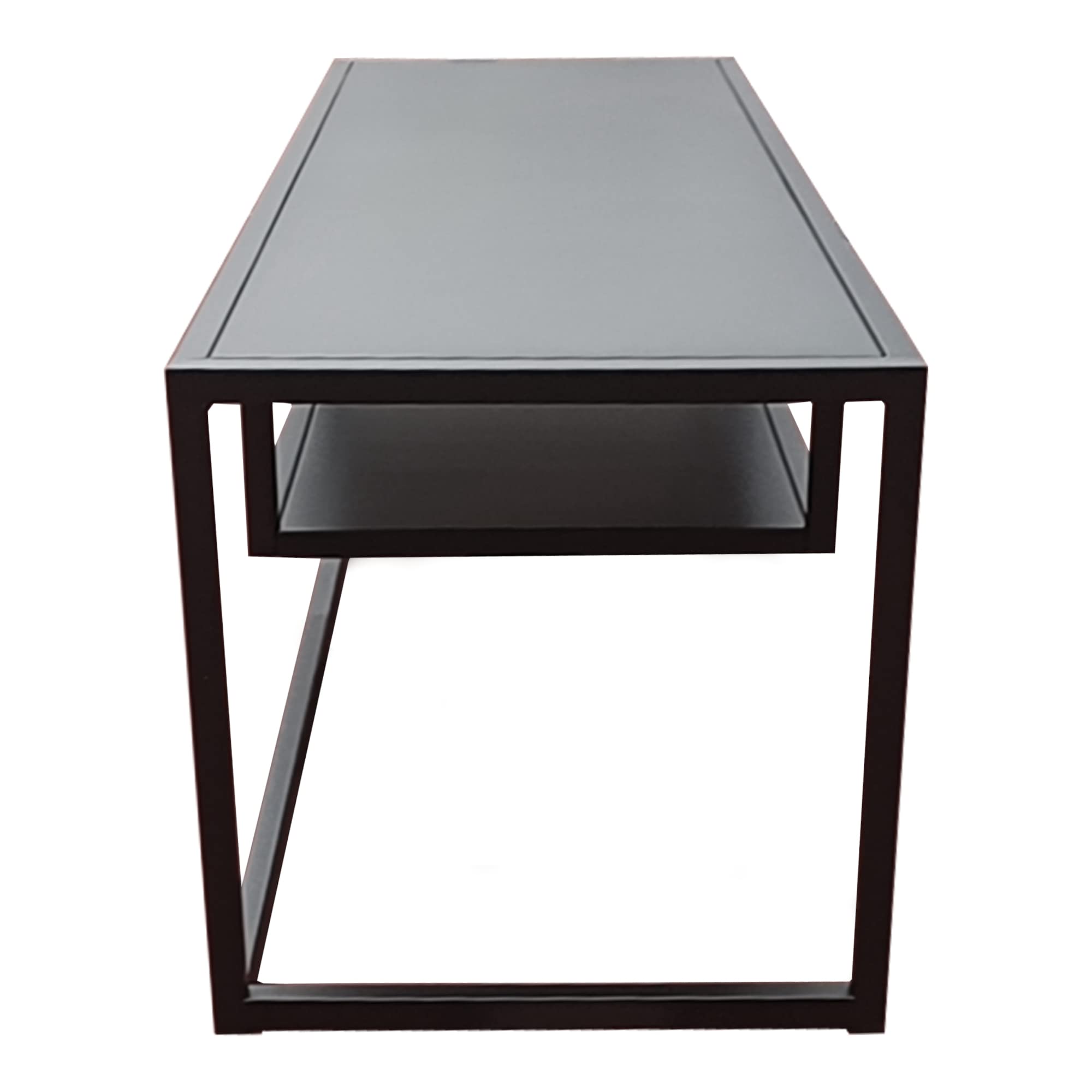 [en.casa] Mobile TV 120 cm Tavolo Porta TV Consolle Basso in Metallo con Scomparto Aperto - Nero opaco