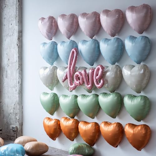 Image of Sage Green Heart Balloon, 10PCS Green Foil Heart Balloons, 18inch Olive Green Heart Shape Balloons for Helium Birthday Party Decorations for Jungle Brithday Party, Valentines Day, Wedding, Anniversary