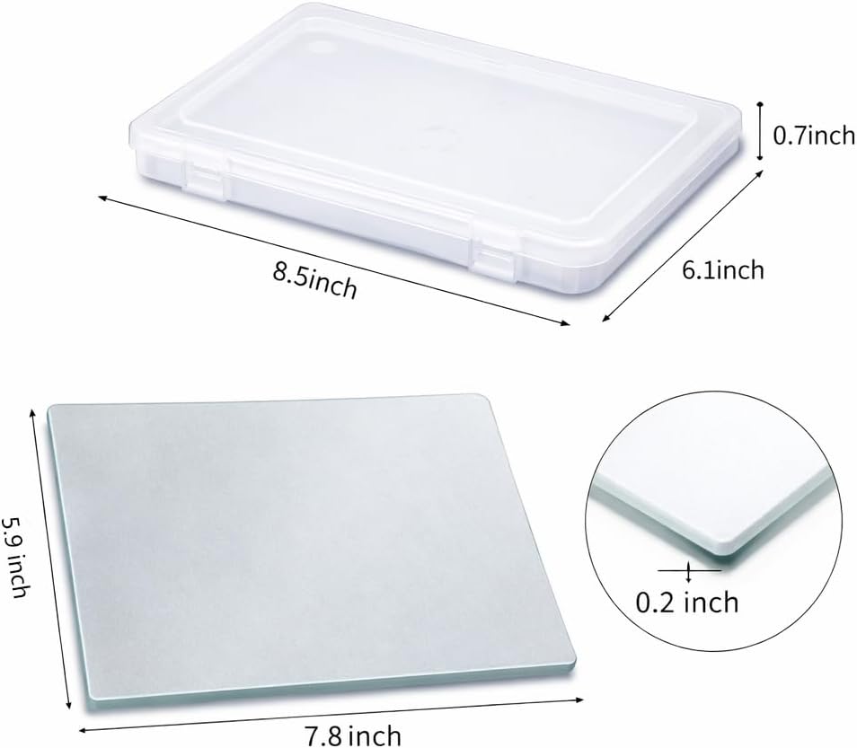 Glass Panel Flat Bottom Mineral Pigment Grinding Palette, Suitable for DIY Oil Painting, Watercolor,Tempera, Artist's Paint Grinding (7.8x5.9in(with Box))