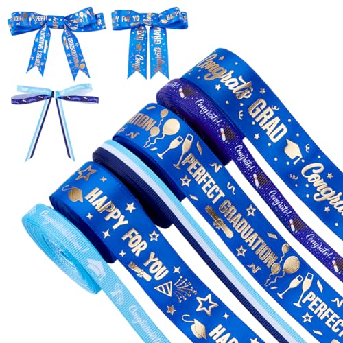 Ruban de remise de diplôme bleu 27m gros-grain polyester pour loisirs créatifs - 8