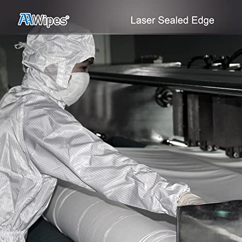 Aawipes Cleanroom Polyester Wipers 4"X4" (Bag Of 400 Pcs) Double Knit 100% Polyester Wipes Lint Free Cloths With Ultra-Fine Filaments, Laser Sealed Edge, Class 100 Cloths, Ultra-Soft Wipes #TOP5
