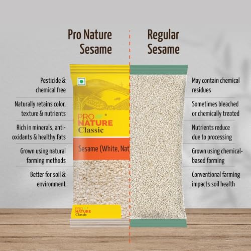 Image of Pro Nature 100% Organic Whole White Raw Sesame Seeds - 200g | Natural white Sabut Till for Eating | Rich Nutrient | Indian Spices & Masala (Pack of 3)