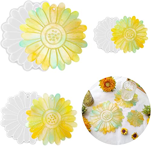 Image of SNOOGG Pack of 1 Sunflower-Shaped Silicone Mold for Epoxy Resin Art, DIY Casting, Making Coasters, Home Decoration, Cup Mats, and Customized Craft Projects
