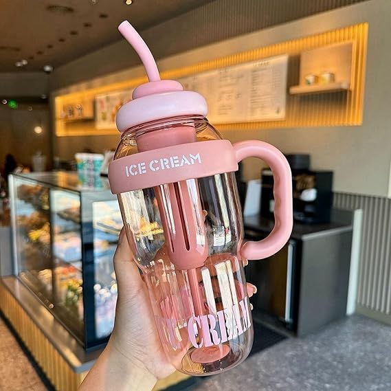 Image of MAKE A WISH Ice Cream Theme Sipper Bottle, BPA-Free Stylish Water Bottle, Fruit Detox Bottle for Girls,Kids Water Bottle. (1200 ML) (MULTICOLOR)