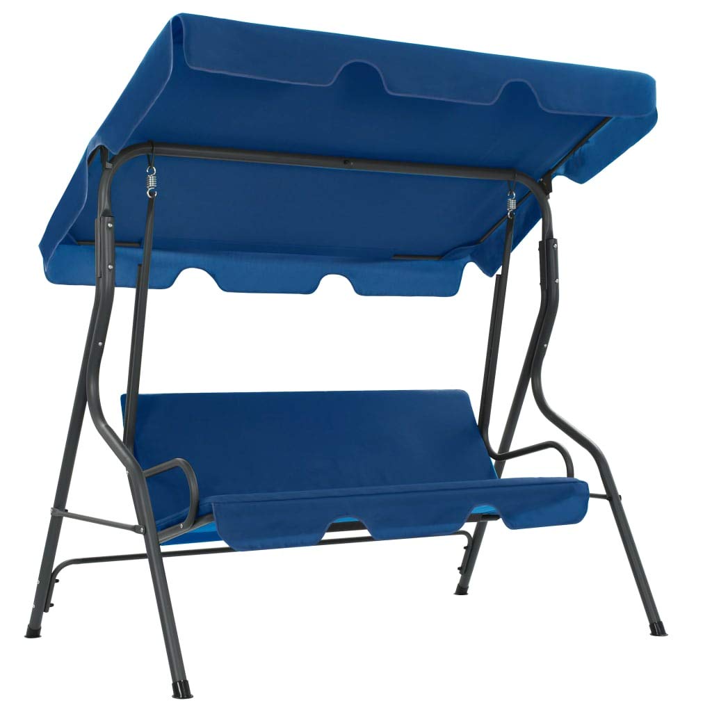 Festnight Dondolo da Giardino a 3 Posti con Tettuccio Parasole Inclinabile in Acciaio 170x110x153 cm Blu Scuro