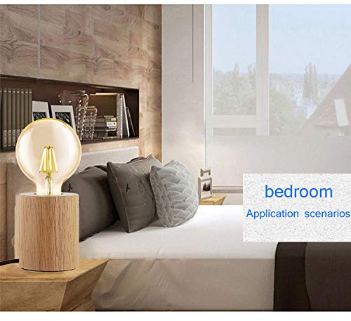 Lampe De Table En Bois, Lampe De Bureau Moderne E27, Lampe De Chevet