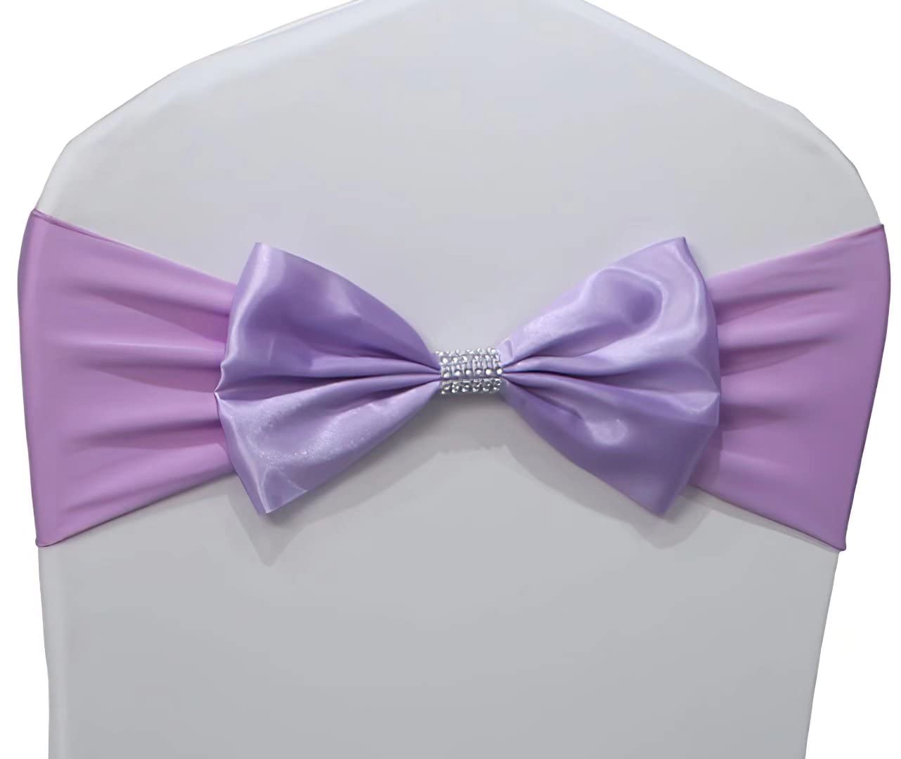 IEventStar Stretch Chair Bows With Buckle Slider Chair Bow Wedding Chairs Decorations (Navy, 10