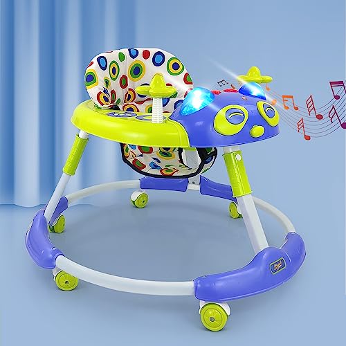 Image of Dash Kitty Baby Walker with Music with Rotation Wheels & High Back Rest (Green)