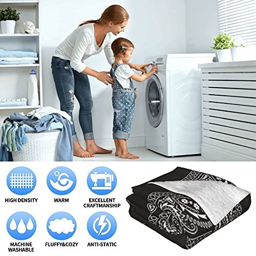 Black Bandana Paisley Art Warm Sofa Blankets Ultra-Soft Throw Multi-Size Micro Fleece Double Blanket For Bed Couch Living Room #TOP6