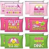 Paterr 12 Pieces Dink Ball Makeup Bags Sports Cosmetic Bag Funny Travel Organizer Zipper Pouch Dink Ball Lovers Gifts Christmas Gifts for Women Girls(Fashion Style)