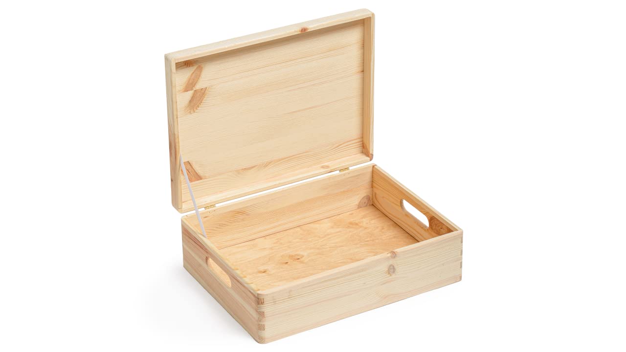 Prestige Wicker Natural Wood Wooden Storage Box With Lid - Safe Place Medium