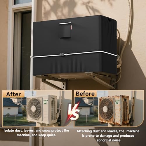 Air Conditioner Cover for Outside Units - Outdoor AC Cover for Window Unit - 420D Heavy Duty Fabric Waterproof Winter Central AC Covers Fits AC Condensing HVAC Unit (Black, 40''X16''X30'') - 5