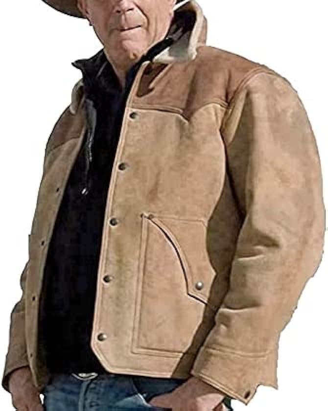 John Dutton Yellowstone Jacket For Mens Brown Suede Leather TruckerJacket