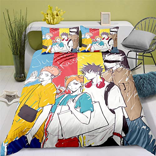 SAFTYBAY Novo conjunto de capa de edredom 3D Anime Jujutsu Kaisen Twin Full Queen King Size - Cool G