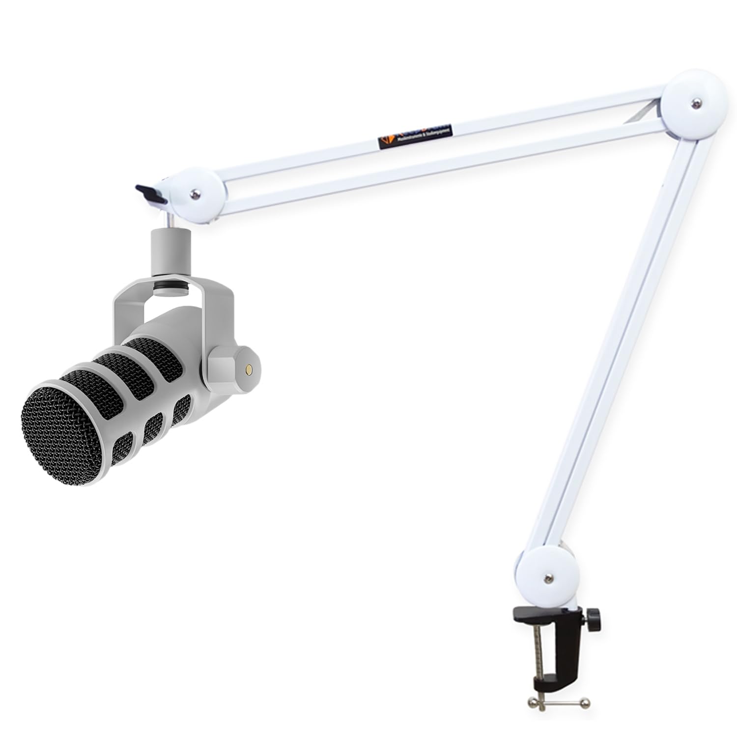 Rode Podmic USB XLR Dynamisches Sprecher-Mikrofon Weiss mit keepdrum MS138WH Gelenkarm-Stativ Weiss