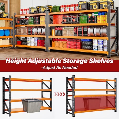 Image of 5000LBS Heavy Duty Garage Shelving Units,60 inch Wide & Deep Storage Shelves,Orange Metal Garage Shelves,Large Storage Rack,Steel Shelf,Industrial Shelving for Shop,Warehouse,60 inch W x 24 inch D x 70 inch H