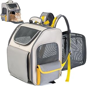 Cat Backpack,Dog Carrier Backpack for Small Dogs Puppies,Expandable with Breathable Mesh Backpack for Outdoor Travel Camping, Hold Up to 18 Lbs