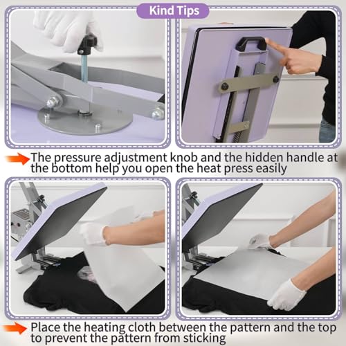 AKEYDIY 15\"x15\" Heat Press Machine Pro Shirts Heat Press Large Pull Out Lower Platen Slide Out T-Shirt Digital Sublimation Heat Transfer Press Machine for Most T Shirts, Pillow, Bag, Pad - Thumbnail 6