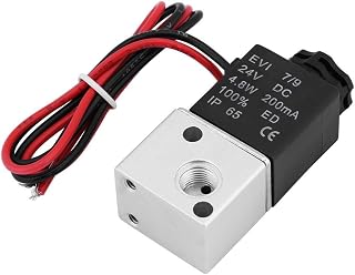 3V1-06 DC 12V/24V Electric Solenoid Air Valve 3-Way 2-Position Normally Closed Electromagnetic Air Valve 1/8" BSP(DC24V)