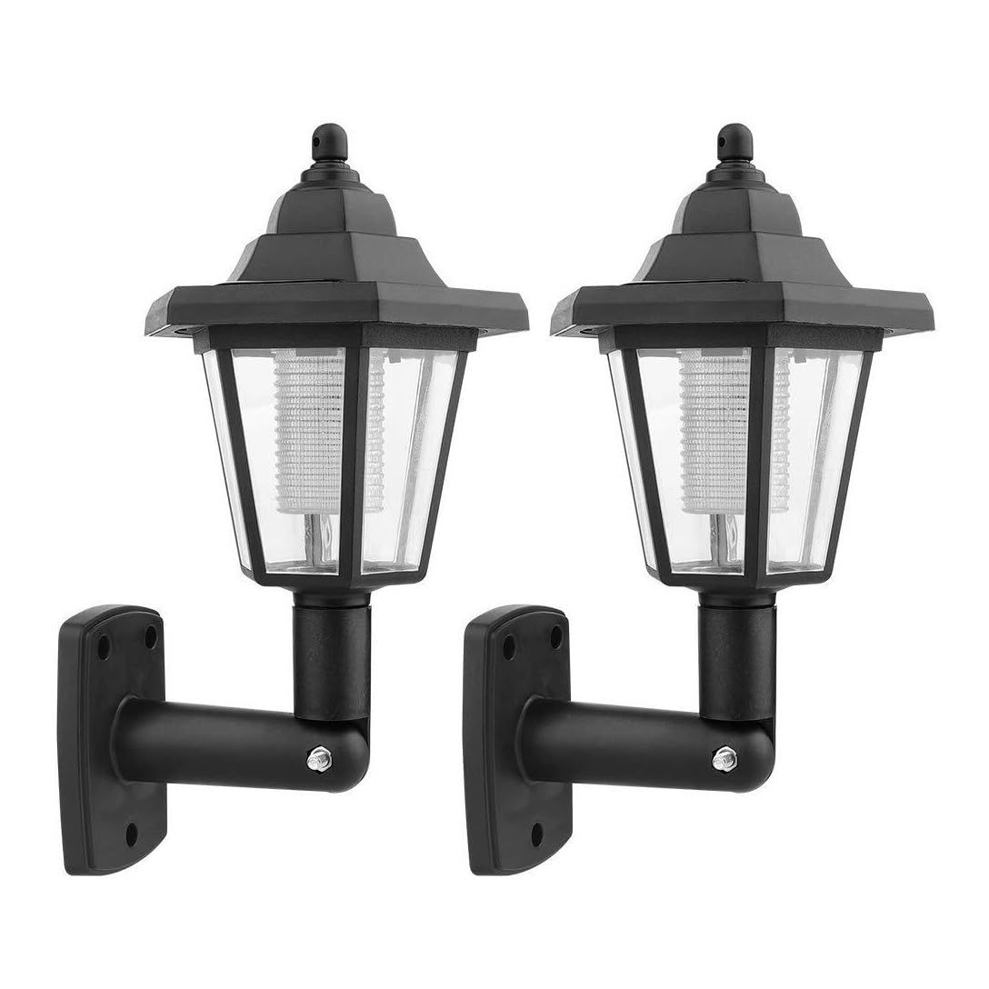 CVdrtyED Outdoor Wall Lights 2pcs Solar Outdoor Wall Sconce Lantern Weatherproof LED Lamp Vintage Hexagonal Light for Yard Patio Durable Porch