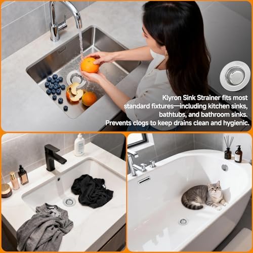 3-Pack Stainless Steel Kitchen Sink Strainer – 2026 Deep Basket Drain Filter, Rust-Proof Food Catcher, Smooth Edge, Fits 3.5" for Kitchen, Utility Sinks, Basins. Anti-Clog, Dishwasher Safe (4.5" OD) — view 3