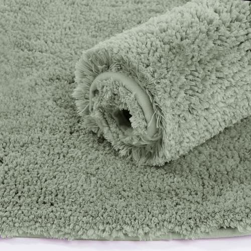 Image of LUXE HOME INTERNATIONAL Microfiber Rectangular Home Bath Mat Super Soft Non Slip Vegas Mats for Bathroom, Kitchen, Bedroom, and Door (40X60 Cm, Pastel Green) Pack of 1