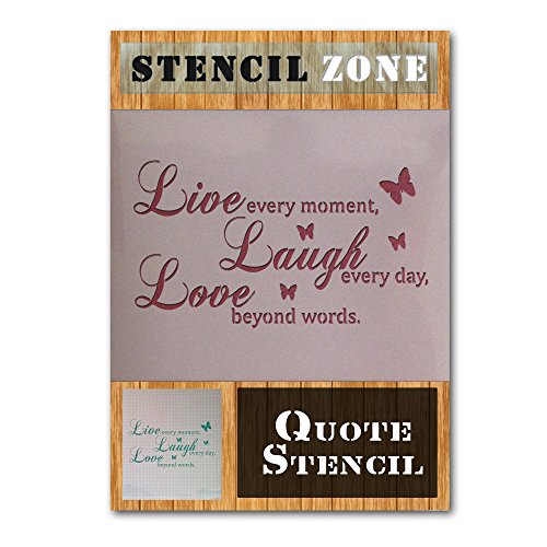 Live Every Moment Vintages Shabby Chic-Mylar Gemälde-Wand-Kunst-Schablone (A3 Größe Stencil - Medium)
