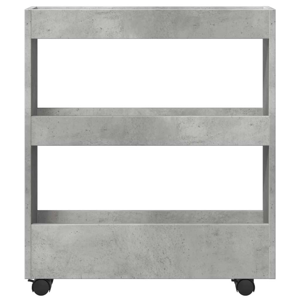 Carrello portaoggetti stretto a 3 ripiani, grigio cemento