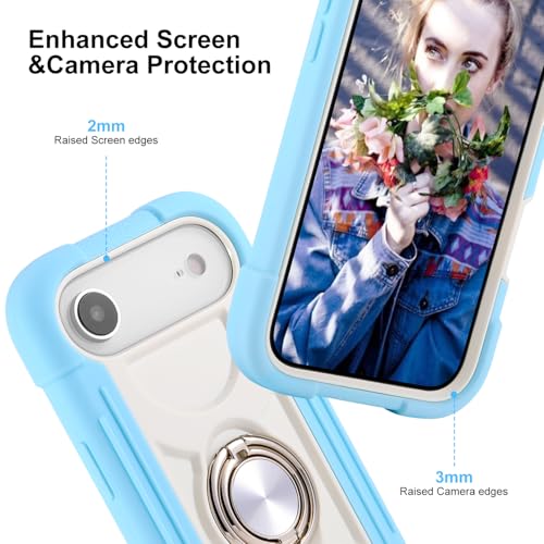 Image of MARKILL Compatible with iPhone with Built-in 360Rotating Ring Stand, Military Grade Drop Protection Full Body Rugged Heavy Duty Case Durable Cover (Ice Blue, iPhone Air)