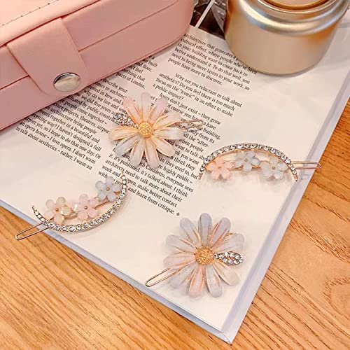 8 Pieces Vintage Flower Hair Pins Handmade Flower Hair Barrettes For Metal Gold Tone Hairpins Colorful Floral Design Hair Clips Women Girls Hair Accessories Jewelry Accessory #TOP1
