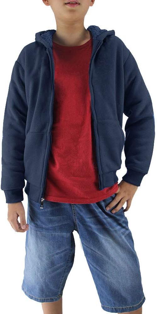 Yasumond Boys Hoodies Full Zip Up Sherpa Lined Fleece Lined Athletic Youth Kids Sweatshirts,Size 8-16 - Image 3