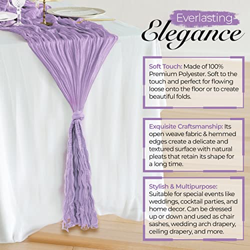 6 Pack Cheese Cloth Table Runners, 10 Foot Cheesecloth Table Runner Boho, Cheesecloth Table Runner 35x120, Lavender Cheesecloth Table Runner, Purple Table Runners, Wedding Arch Draping Fabric by Thoughtful Distribution Co - Image 3