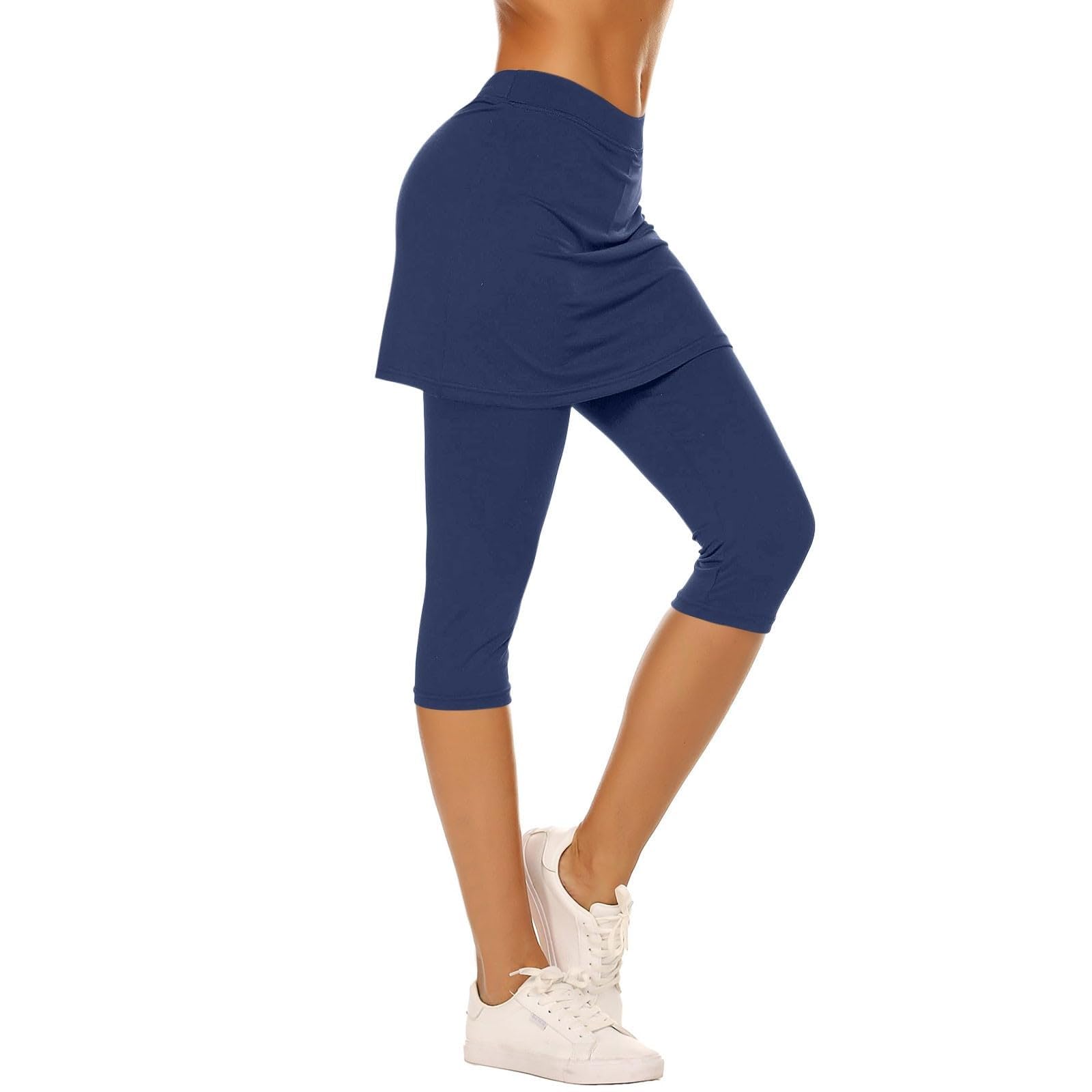 Pantalones deportivos para mujer con falda 2 en 1, faldas de tenis con bolsillos, falda de golf, gimnasio, entrenamiento, falda deportiva, cintura alta, pantalones deportivos hasta la rodilla