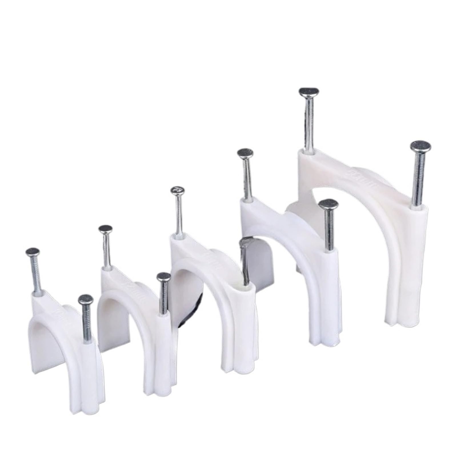 Gkirqvpe Double 32Mm-1 Box Cable Clips ， Pack Of 100 Steel Nail Wire Clips, Round Cable Clips, C-Shaped Clamp, Single/Double 4-50Mm(Double 32Mm-1 Box)