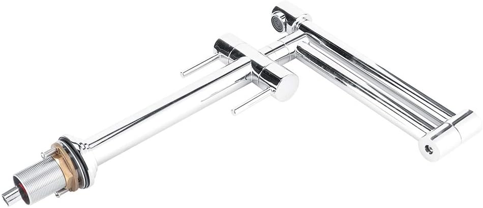 Folding Faucet Basin Faucet, Water Tap Faucet, No Leakage Easy to Clean with 2 Handles Cold Hot Mixed Water Faucet G1/2 Thread for Bedroom Kitchen Household Use