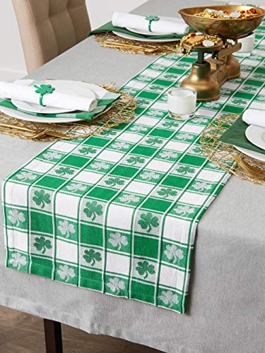 Dii St. Patrick's Day Collection Tabletop, Table Runner, 14X72, Shamrock Check #TOP2