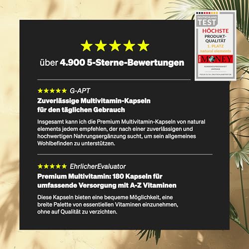 Premium Multivitamin – 180 hochdosierte Komplex-Kapseln – wertvolle Vitamine A-Z – Premium-Rohstoffe – mit Bioaktiv-Formen – ohne unnötige Zusätze – in Deutschland produziert & laborgeprüft – Bild 6