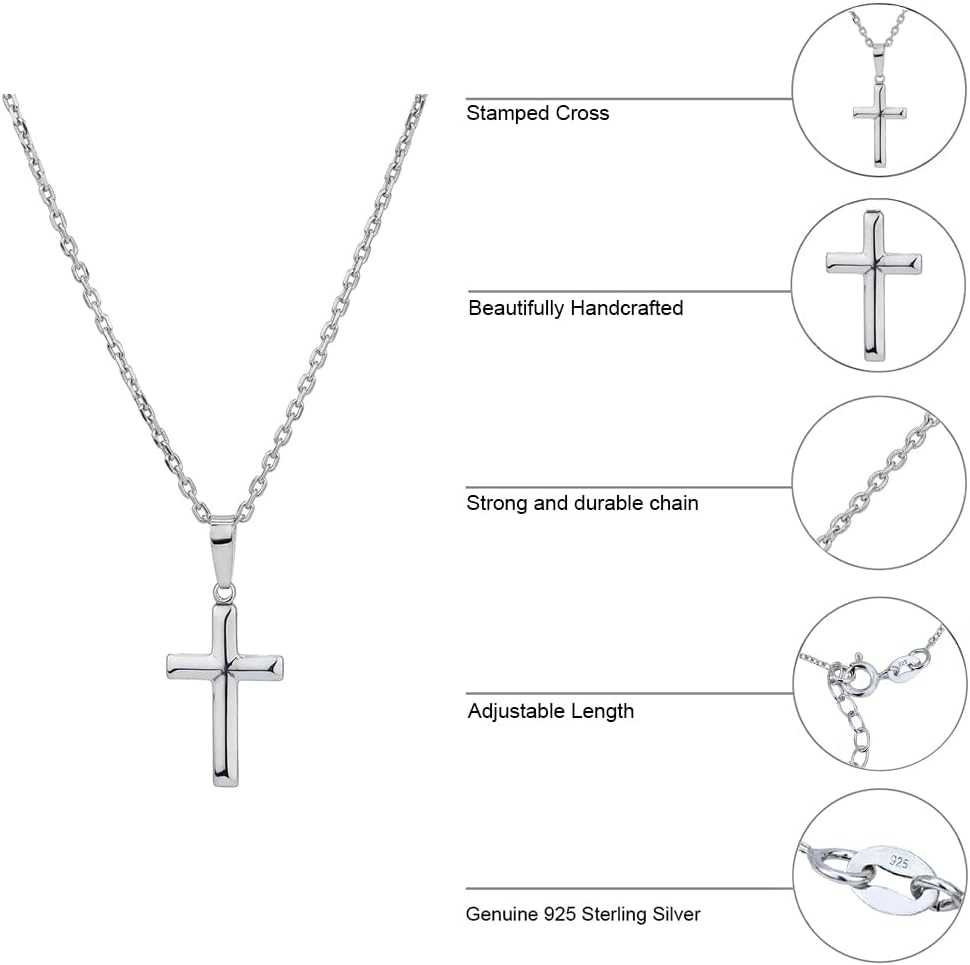 Vanbelle Sterling Silver Jewelry - Rhodium Plated with 925 Stamp - Cross Pendant Necklace - Elegant Handcrafted for Men & Women - Chain 18" long + 2" extender - Image 4