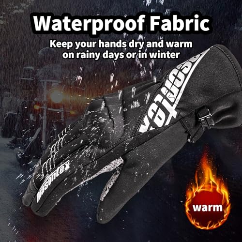 Image of Masontex Winter Motorcycle Gloves M36, Touch Screen Waterproof Gloves for Men and Women, Gloves for Dirt Bike Motorbike Motocross ATV(Black,M)